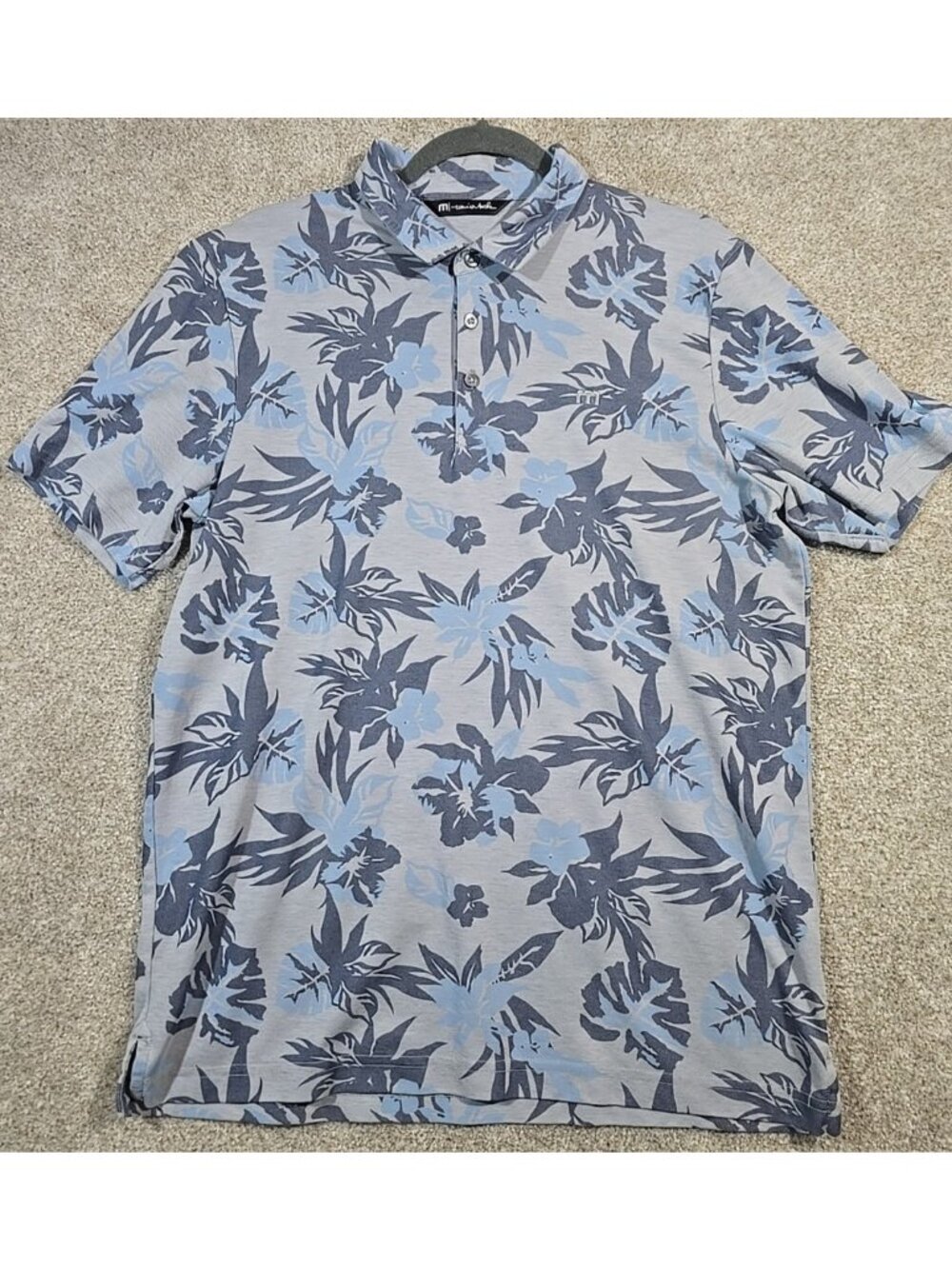 Travis Mathew Polo Shirt Take the Bait Floral Pima Cotton Blend Breathable Men L